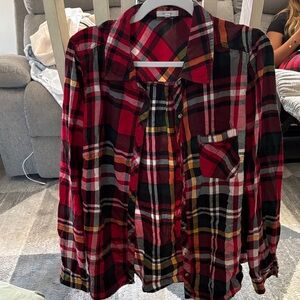 Maurices Red Plaid Button-Up Shirt